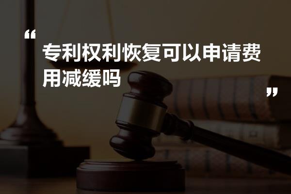 专利权利恢复可以申请费用减缓吗